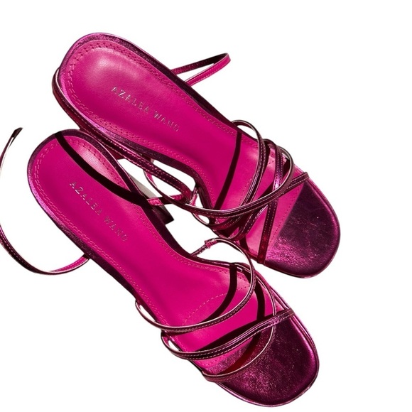 NEW Azalea Wang Metallic Pink EYES ON ME Chunky Strappy Sandal Size 10 - Picture 11 of 14